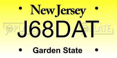J68DAT New Jersey License Plate