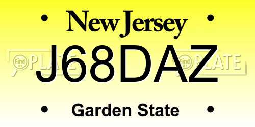 J68DAZ New Jersey License Plate