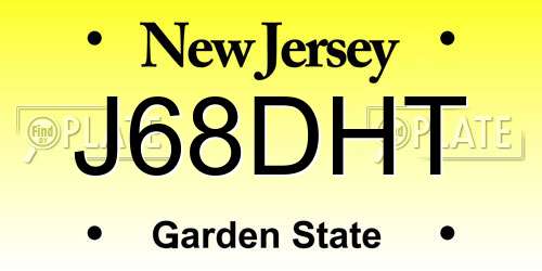 J68DHT New Jersey License Plate