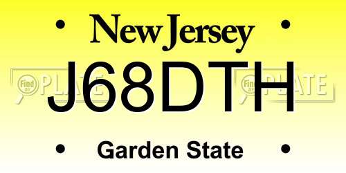 J68DTH New Jersey License Plate