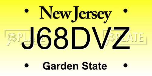 J68DVZ New Jersey License Plate
