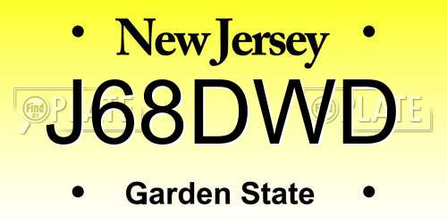J68DWD New Jersey License Plate