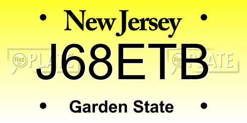 J68ETB New Jersey License Plate