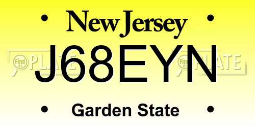 J68EYN New Jersey License Plate