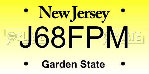 J68FPM New Jersey License Plate