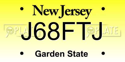 J68FTJ New Jersey License Plate