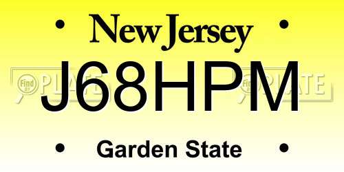J68HPM New Jersey License Plate