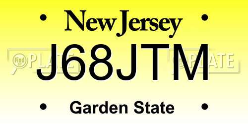 J68JTM New Jersey License Plate