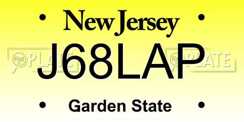 J68LAP New Jersey License Plate