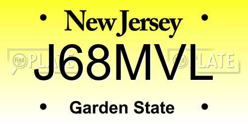 J68MVL New Jersey License Plate