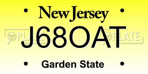 J68OAT New Jersey License Plate