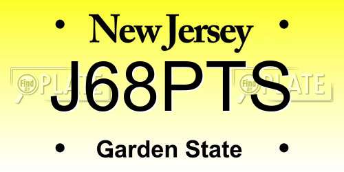J68PTS New Jersey License Plate