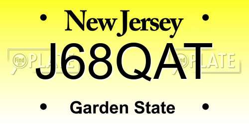 J68QAT New Jersey License Plate