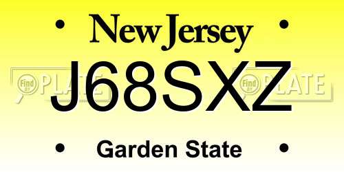 J68SXZ New Jersey License Plate