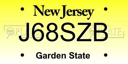 J68SZB New Jersey License Plate