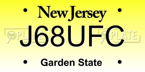 J68UFC New Jersey License Plate