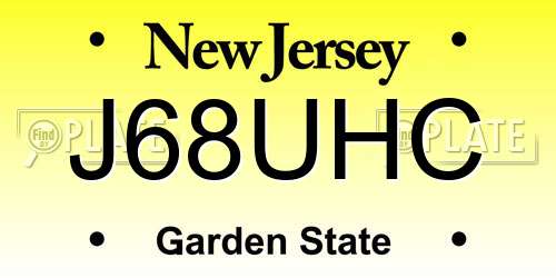 J68UHC New Jersey License Plate