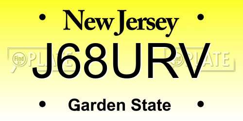 J68URV New Jersey License Plate