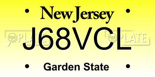 J68VCL New Jersey License Plate