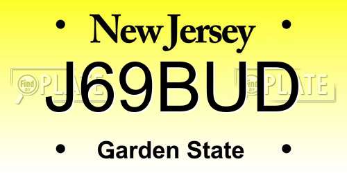 J69BUD New Jersey License Plate
