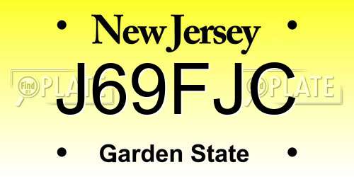 J69FJC New Jersey License Plate