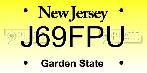 J69FPU New Jersey License Plate