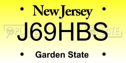 J69HBS New Jersey License Plate
