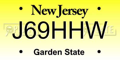 J69HHW New Jersey License Plate