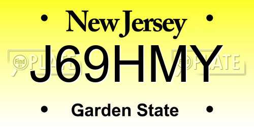 J69HMY New Jersey License Plate