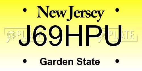 J69HPU New Jersey License Plate
