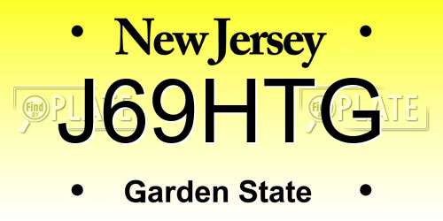 J69HTG New Jersey License Plate