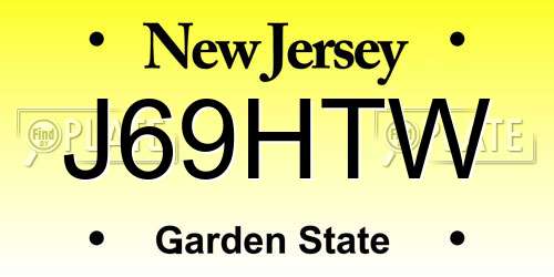 J69HTW New Jersey License Plate
