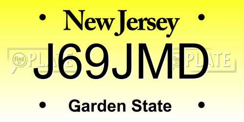 J69JMD New Jersey License Plate