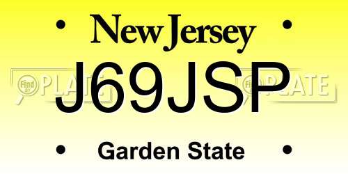 J69JSP New Jersey License Plate