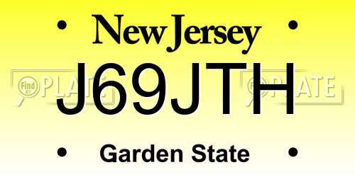J69JTH New Jersey License Plate
