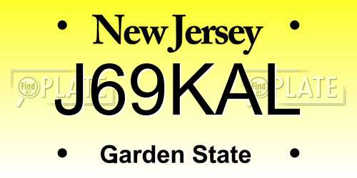 J69KAL New Jersey License Plate