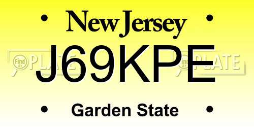 J69KPE New Jersey License Plate