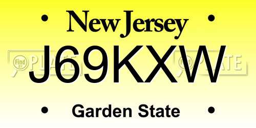 J69KXW New Jersey License Plate