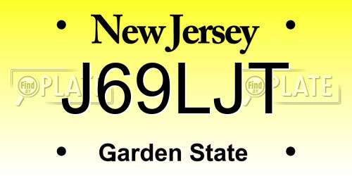 J69LJT New Jersey License Plate