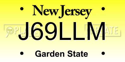 J69LLM New Jersey License Plate