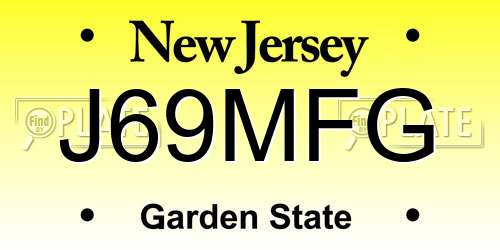 J69MFG New Jersey License Plate