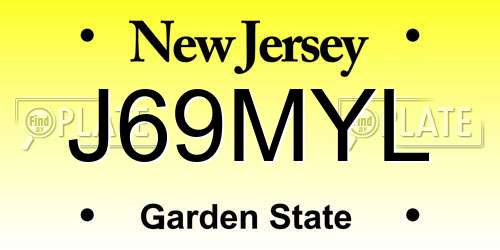 J69MYL New Jersey License Plate