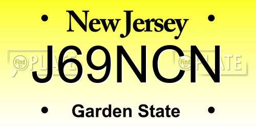 J69NCN New Jersey License Plate