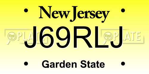 J69RLJ New Jersey License Plate