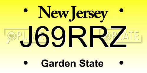 J69RRZ New Jersey License Plate
