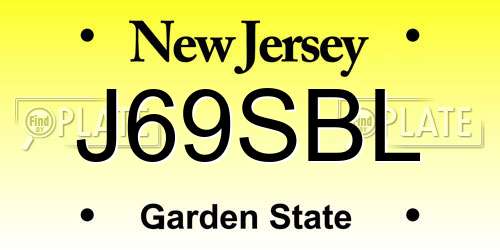 J69SBL New Jersey License Plate