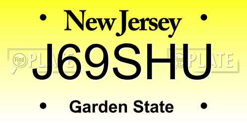 J69SHU New Jersey License Plate