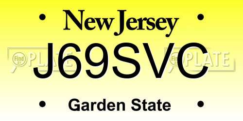 J69SVC New Jersey License Plate