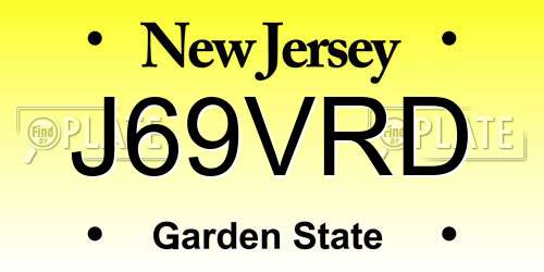 J69VRD New Jersey License Plate