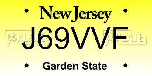 J69VVF New Jersey License Plate